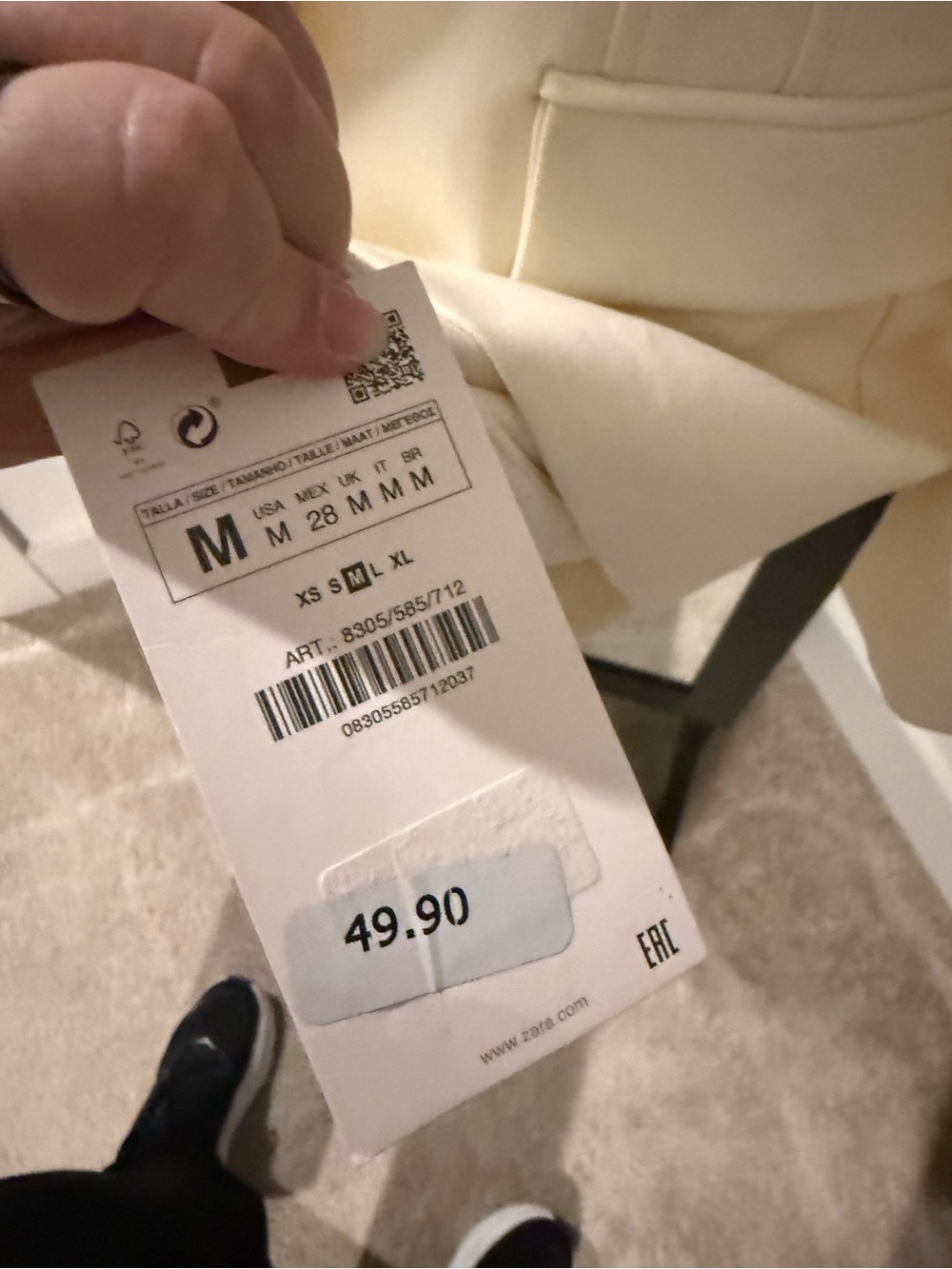 Zara Cream Single-Button Tailored Blazer and pant suite - Picture 4 of 5